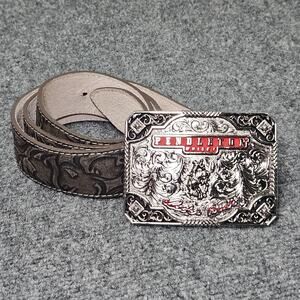 Pendleton Whisky Belt Western Tooled Leather Sz 36 -32–40 Montana Silversmiths